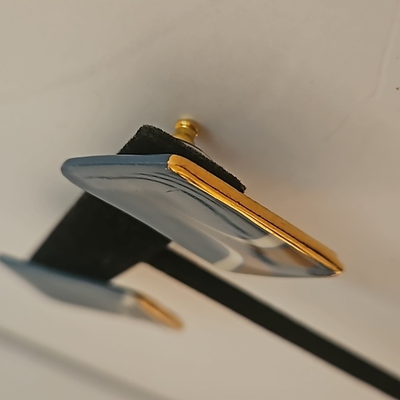 Lovely Ceramic Soft Teal, White & Gold Decorated Pierced Earrings - Picture 3 of 4